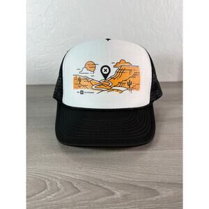 OnX Backcountry Maps Mesh Trucker Rope Snapback Hat- Black White- EUC